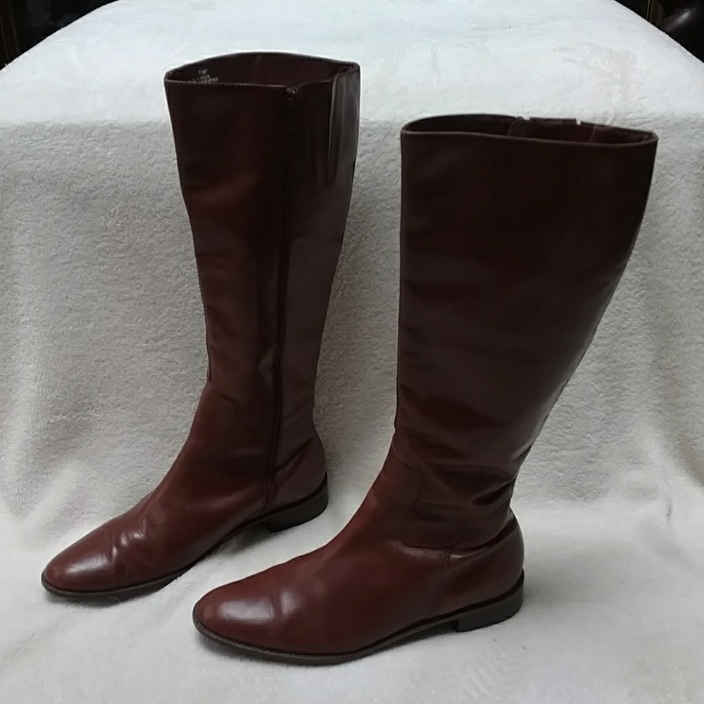 Talbots Brazilian Leather Boots Classic Low heel Rich Russet Brown Classic Tall